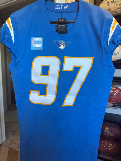 Joey Bosa TEAM-ISSUED💪Los Angeles Chargers⚡NFL Nike Jersey👕Includes Captains Patch