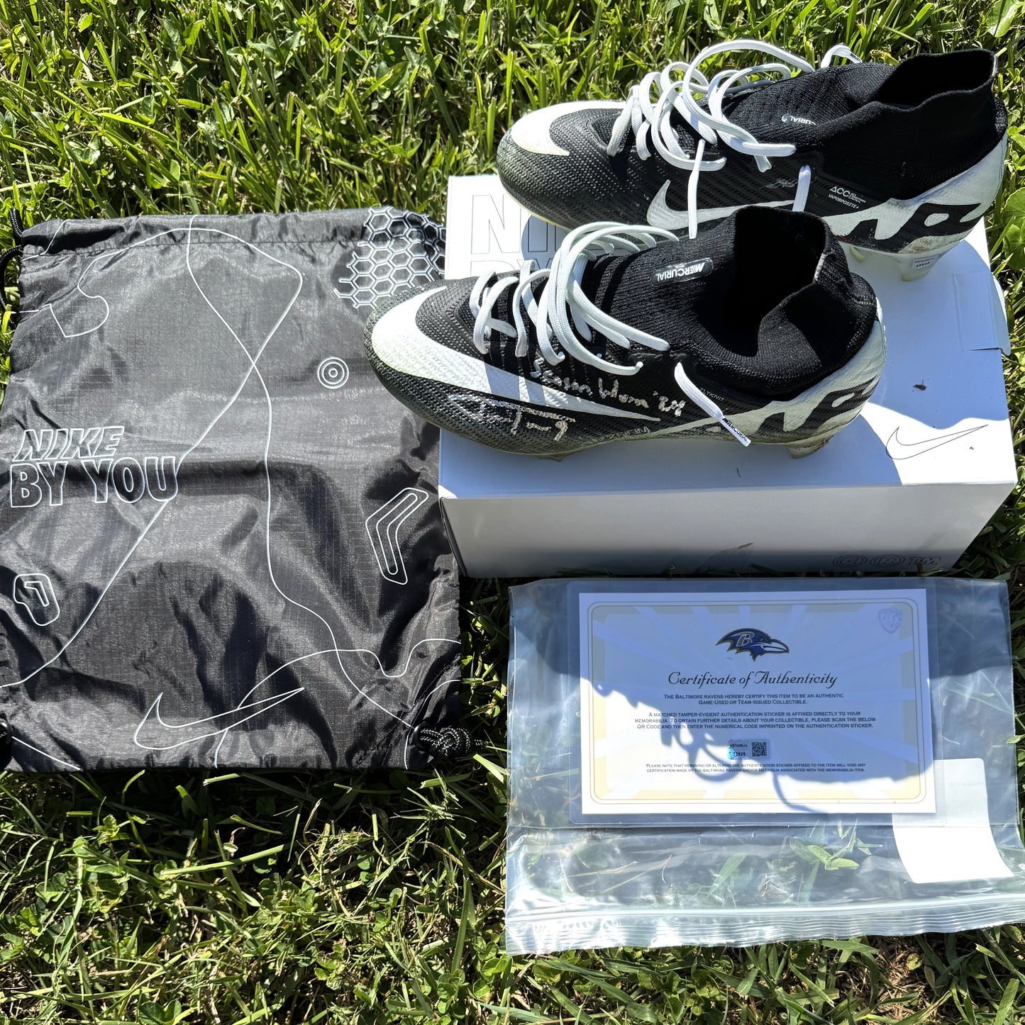 Justin Tucker Signed✍️GAME WORN💪NFL Cleats👟24-25 Season Ravens💜Inscribed🛡️Worn wk 9 vs Denver Broncos 11/03/24 & wk 11 @ Pittsburgh 11/17/24