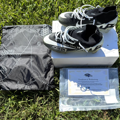 Justin Tucker Signed✍️GAME WORN💪NFL Cleats👟24-25 Season Ravens💜Inscribed🛡️Worn wk 9 vs Denver Broncos 11/03/24 & wk 11 @ Pittsburgh 11/17/24