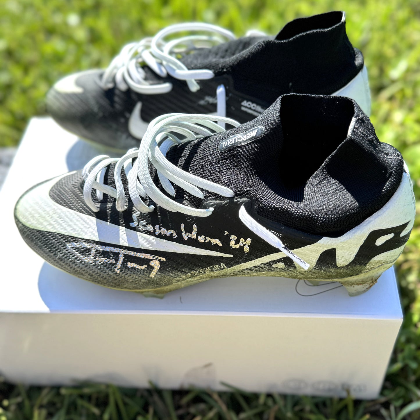 Justin Tucker Signed✍️GAME WORN💪NFL Cleats👟24-25 Season Ravens💜Inscribed🛡️Worn wk 9 vs Denver Broncos 11/03/24 & wk 11 @ Pittsburgh 11/17/24