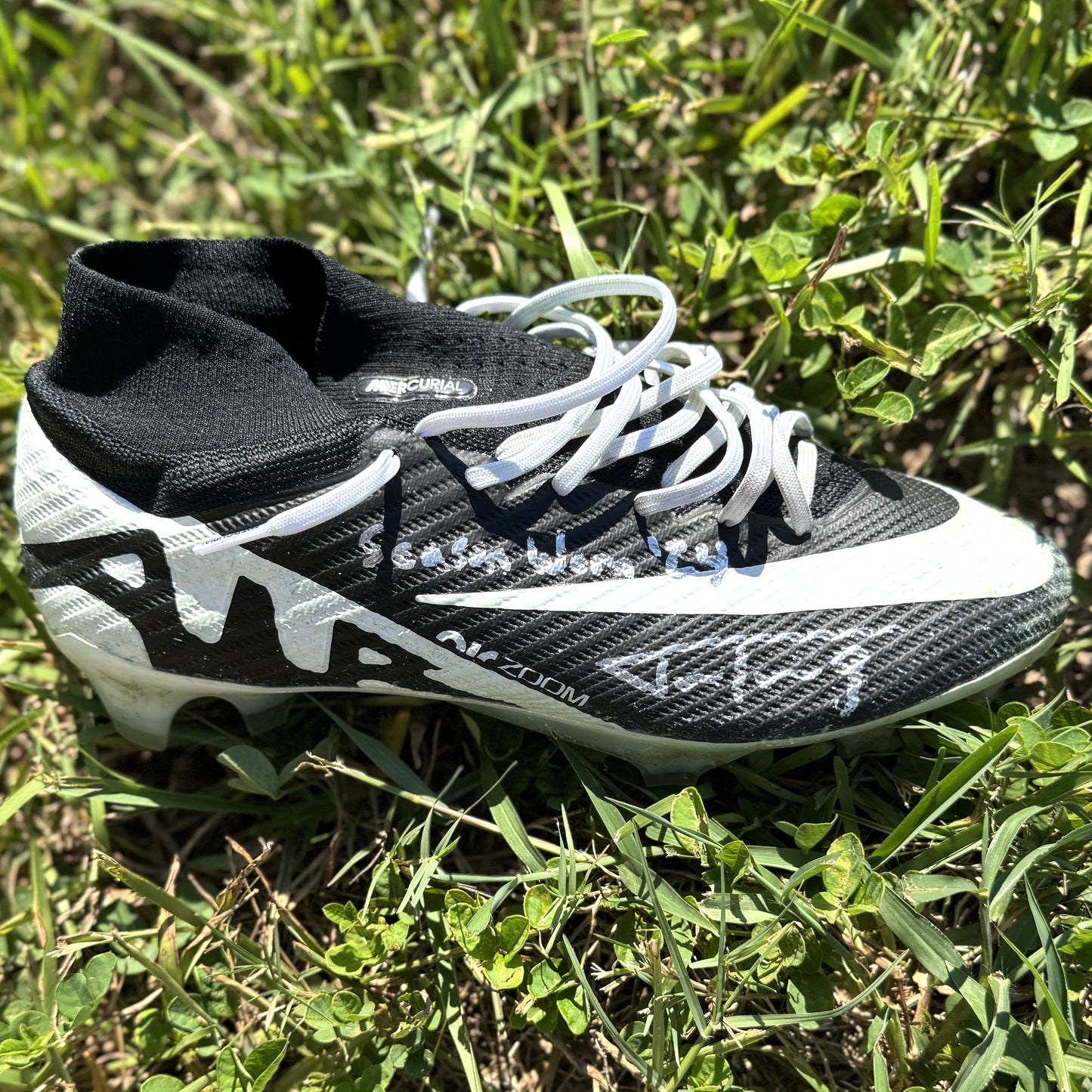 Justin Tucker Signed✍️GAME WORN💪NFL Cleats👟24-25 Season Ravens💜Inscribed🛡️Worn wk 9 vs Denver Broncos 11/03/24 & wk 11 @ Pittsburgh 11/17/24
