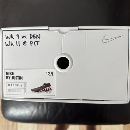 Justin Tucker Signed✍️GAME WORN💪NFL Cleats👟24-25 Season Ravens💜Inscribed🛡️Worn wk 9 vs Denver Broncos 11/03/24 & wk 11 @ Pittsburgh 11/17/24