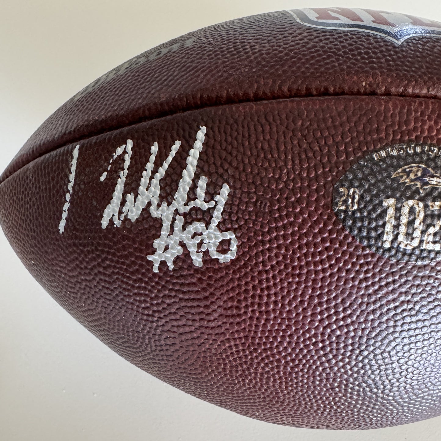 Ravens Isaiah Likely Signed GAME USED 10/06/24 PHOTOMATCHED Ball Inscribed 2 TDs. Used in victory over Cincinnati Bengals