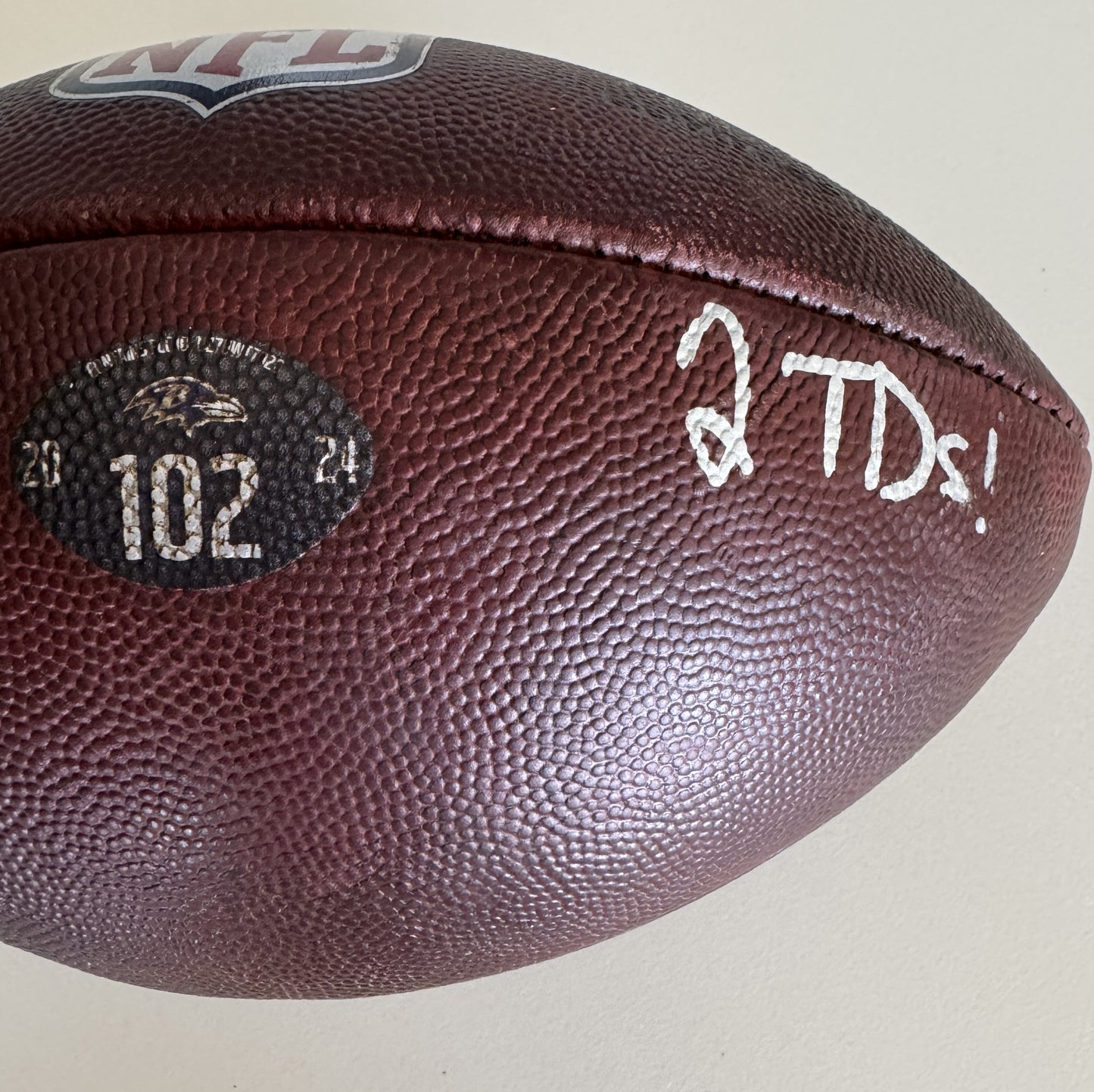 Ravens Isaiah Likely Signed GAME USED 10/06/24 PHOTOMATCHED Ball Inscribed 2 TDs. Used in victory over Cincinnati Bengals