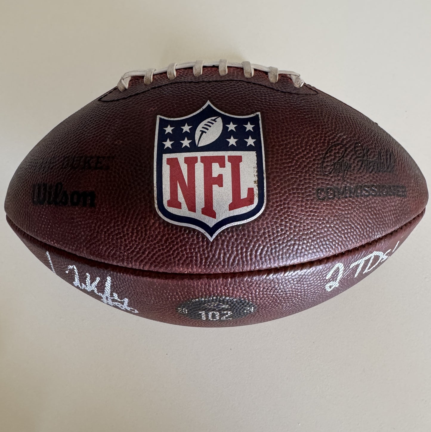 Ravens Isaiah Likely Signed GAME USED 10/06/24 PHOTOMATCHED Ball Inscribed 2 TDs. Used in victory over Cincinnati Bengals