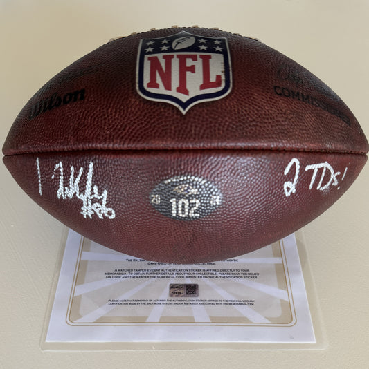 Ravens Isaiah Likely Signed GAME USED 10/06/24 PHOTOMATCHED Ball Inscribed 2 TDs. Used in victory over Cincinnati Bengals