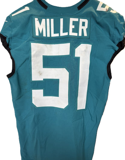 Ventrell Miller GAME WORN 09/07/25 Jacksonville Jaguars 🐆 Nike NFL Jersey 👕 vs. Carolina Panthers First Game of the 2025 Season