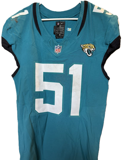 Ventrell Miller GAME WORN 09/07/25 Jacksonville Jaguars 🐆 Nike NFL Jersey 👕 vs. Carolina Panthers First Game of the 2025 Season
