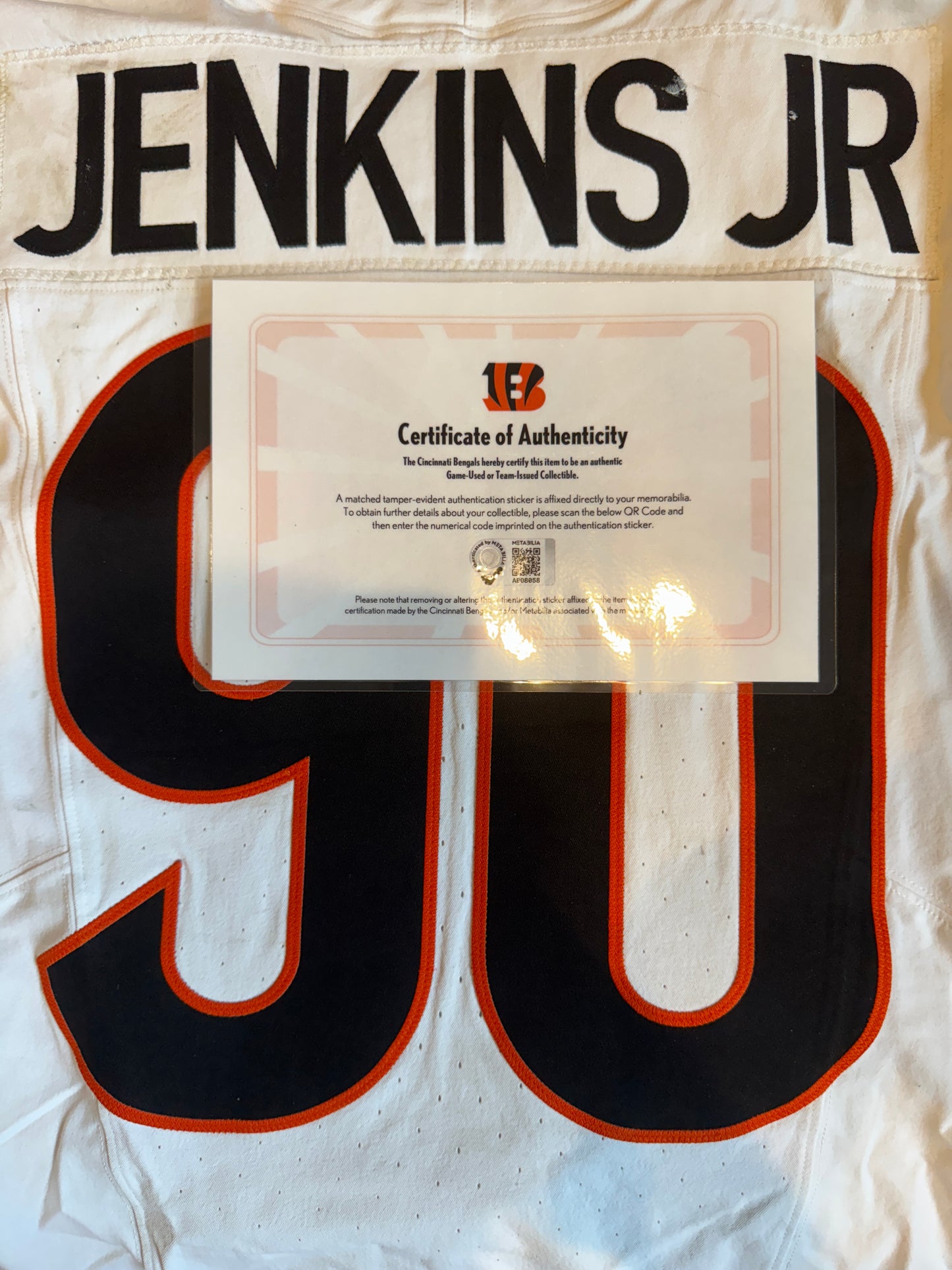 Kris Jenkins Jr. GAME-WORN 09/07/25💪Cincinnati Bengals🐅NFL Jersey vs Cleveland Browns