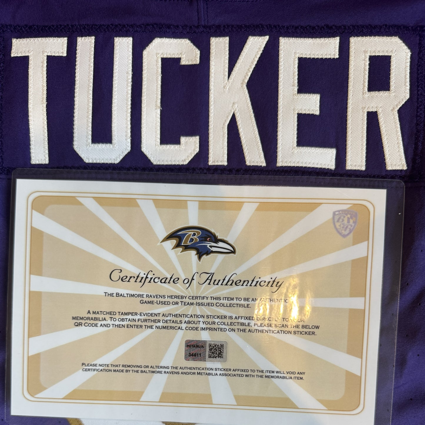 Justin Tucker GAME-WORN💪09/15/24 Baltimore Ravens💜NFL Jersey vs. Las Vegas Raiders +COA