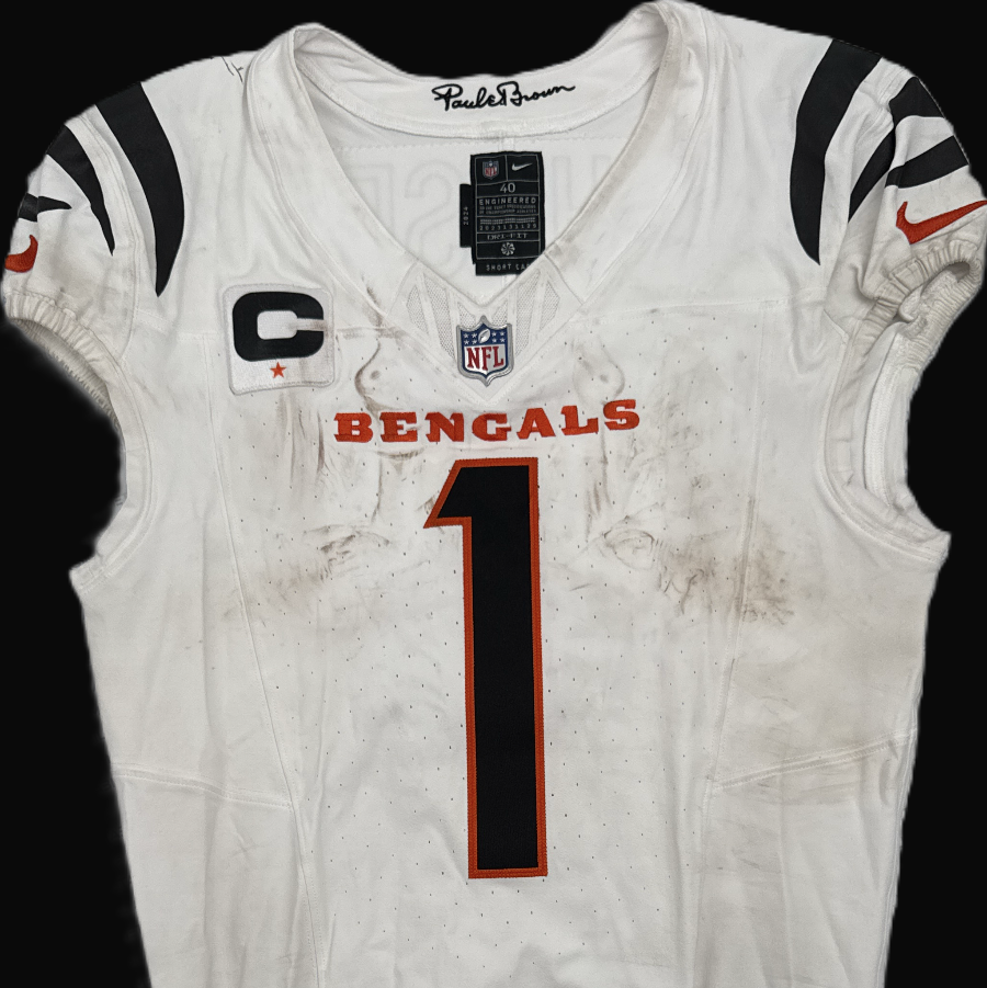 Ja'Marr Chase GAME WORN 09/21/2025 💪 PHOTO-MATCHED 📸 Bengals 🐅 NFL Jersey vs.Vikings Inc. Certificate of Authenticity 🛡️