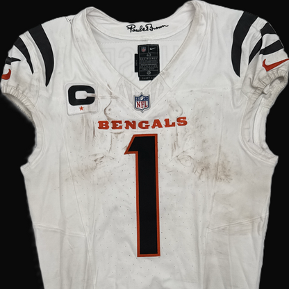 Ja'Marr Chase GAME WORN 09/21/2025 💪 PHOTO-MATCHED 📸 Bengals 🐅 NFL Jersey vs.Vikings Inc. Certificate of Authenticity 🛡️