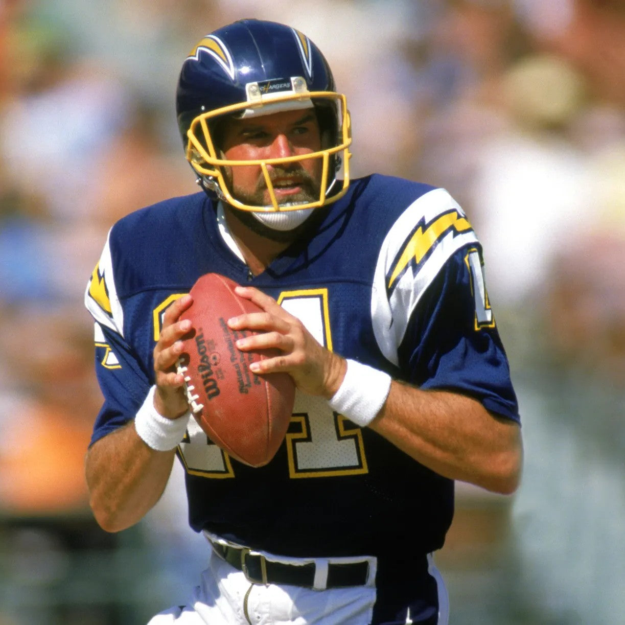 Dan Fouts Signed Los Angeles Chargers Full-Size Authentic On-Field Lunar Eclipse Alternate Speed Helmet Inscribed "HOF 93" with Display Case