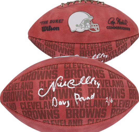 Nick Chubb Signed Cleveland Browns Wilson Duke Football inc"Dawg Pound" Inscription Limited Edition of 6
