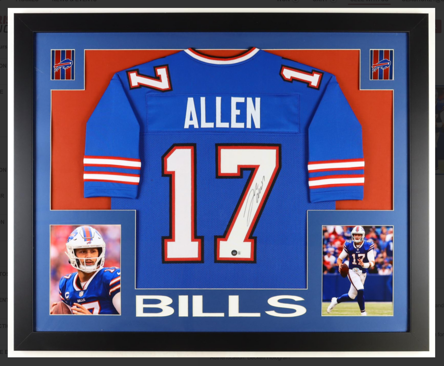 Josh Allen Hand-Signed Buffalo Bills Custom FRAMED Jersey - NFL Memorabilia🏈