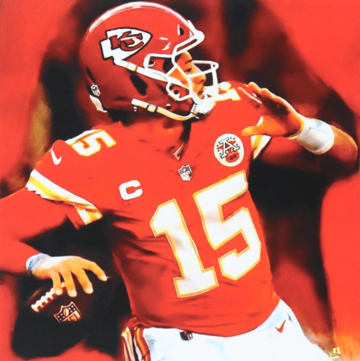 Patrick Mahomes🪶Chiefs Joshua Barton Signed✍️LE 12x18 Lithograph 110/500 (PA)🏆