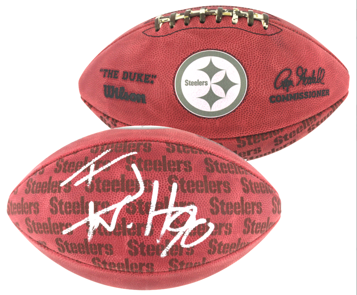 T. J. Watt Signed ✍️ Pittsburgh Steelers Official Wilson "The Duke" Team Logo NFL Football Inc. Beckett Authenticity 🛡️