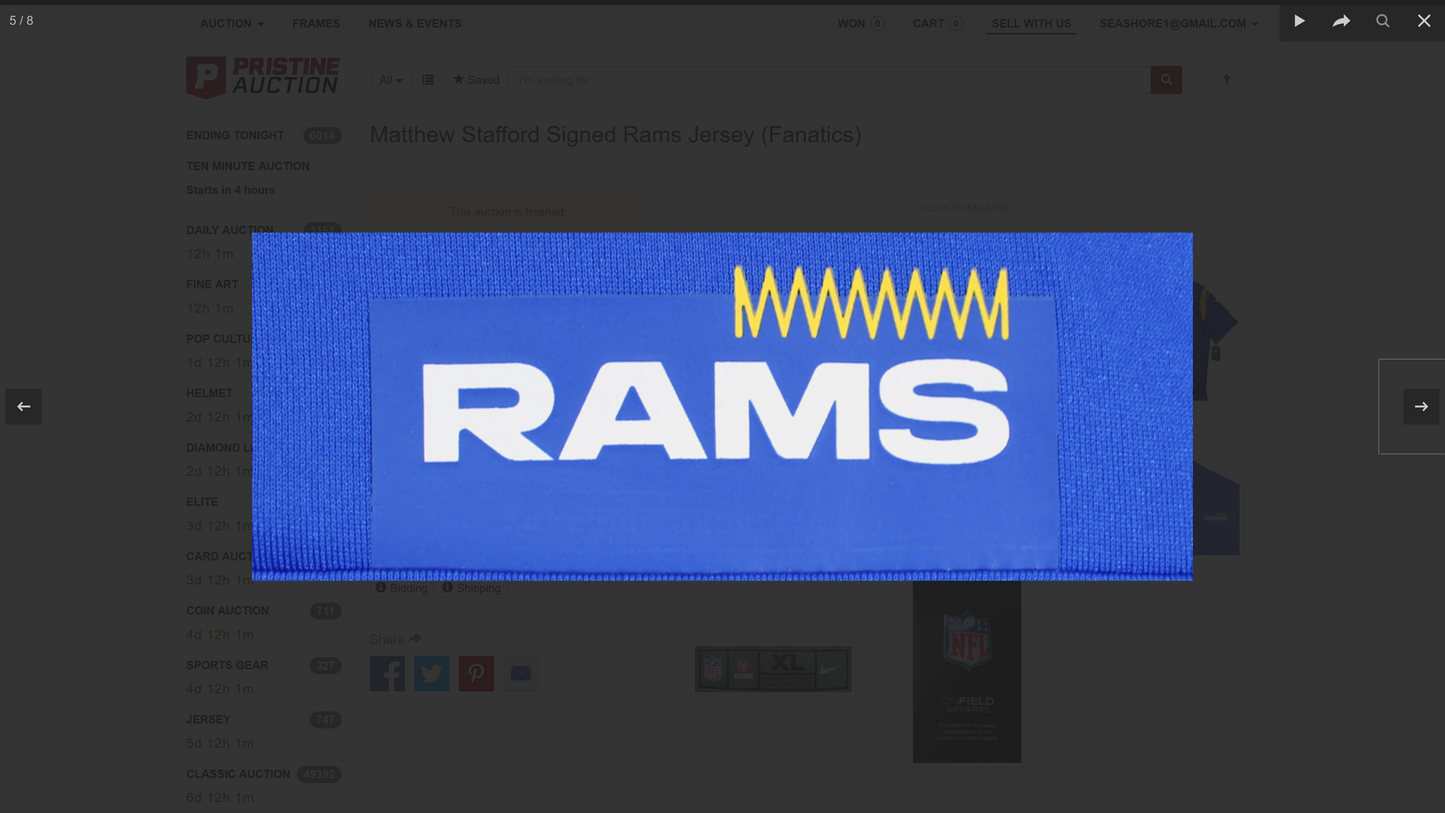 Matthew Stafford Hand-Signed🖊️Los Angeles Rams🐏Nike ON-FIELD NFL Jersey👕