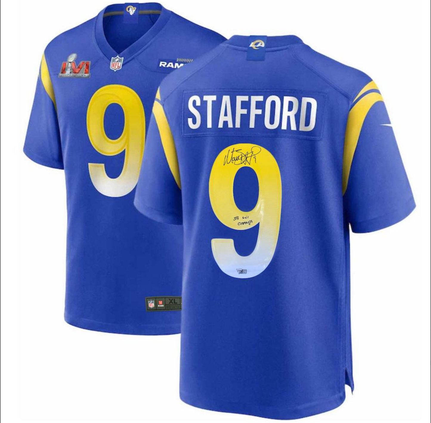 Matthew Stafford Signed✍️ Los Angeles Rams Nike Jersey Inscribed SB LVI Champs