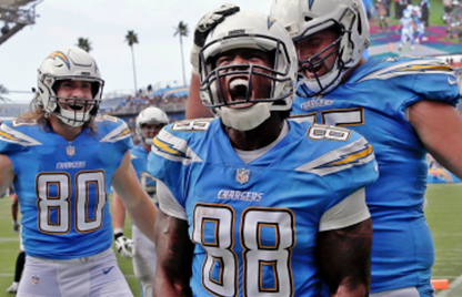 Virgil Green GAME-WORN💪10/21/18 PHOTO MATCHED📸Los Angeles Chargers NFL Jersey🎽vs. Titans London Game inc. PSA COA