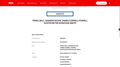 Kansas City Chiefs - Super Bowl 58 Commemorative Ball Signed✍️by 5 NFL Players💯Donovan Smith, Cornell Powell, Austin Reiter, Richie James