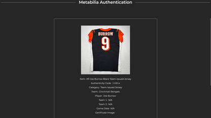 Joe Burrow Team-Issued Cincinnati Bengals On-Field Nike NFL Jersey Includes captains patch Size 44🧡🖤