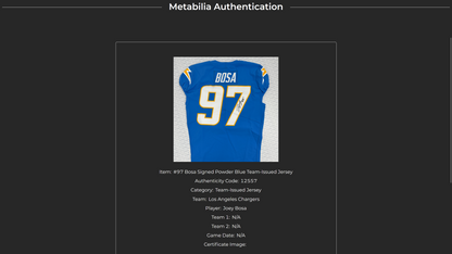 Joey Bosa TEAM-ISSUED💪Hand-SIGNED✍️Los Angeles Chargers⚡NFL Nike Jersey👕inc. Captains Patch + COA📏