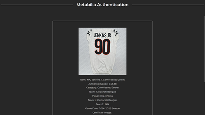 Kris Jenkins Jr. Game-Issued 💪Cincinnati Bengals🐅NFL Jersey – Nike includes COA⭐