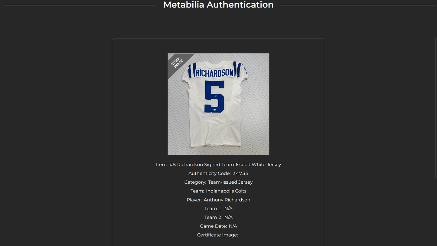 Anthony Richardson HAND SIGNED✍️TEAM ISSUED💪Indianapolis Colts NFL Jersey👕Inc.COA
