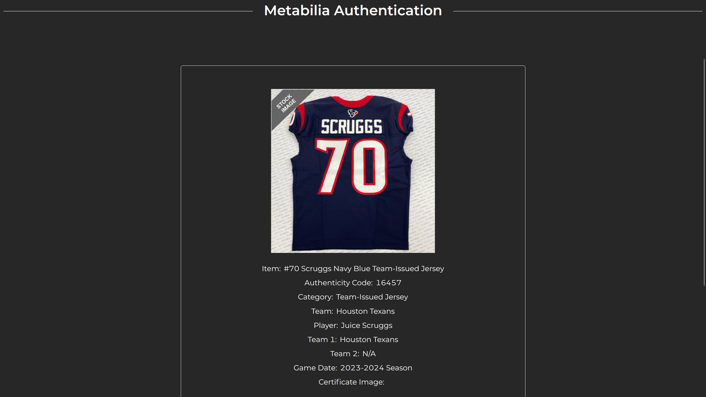 Juice Scruggs Team Issued 💥 Houston Texans 🐂 Nike NFL Jersey Also includes COA 📄