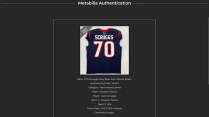Juice Scruggs Team Issued 💥 Houston Texans 🐂 Nike NFL Jersey Also includes COA 📄