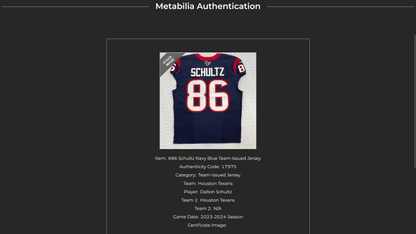 Dalton Schultz Game Issued 💪 Houston Texans 🐂 Nike NFL Jersey Also includes COA 🛡️