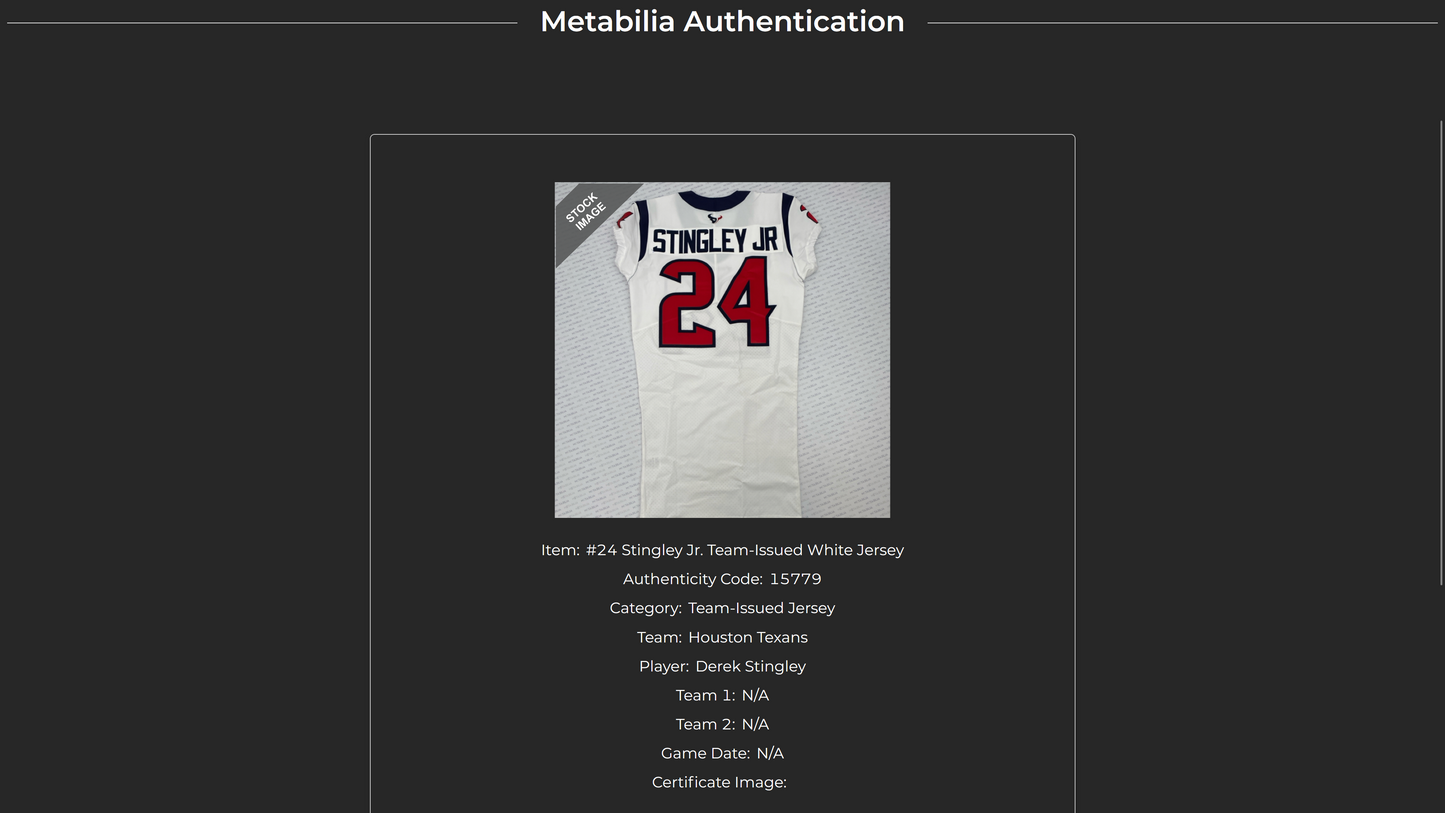Derek Stingley Jr Team Issued Houston Texans 🐂 Nike NFL Jersey Also includes COA 🛡️