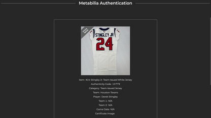 Derek Stingley Jr Team Issued Houston Texans 🐂 Nike NFL Jersey Also includes COA 🛡️