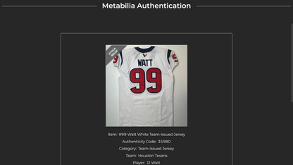 J.J. Watt 💯 GAME ISSUED 💪 Houston Texans On-Field Nike NFL Jersey 👕 Also includes COA 🛡️ & Walter Payton NFL Man of the Year Patch