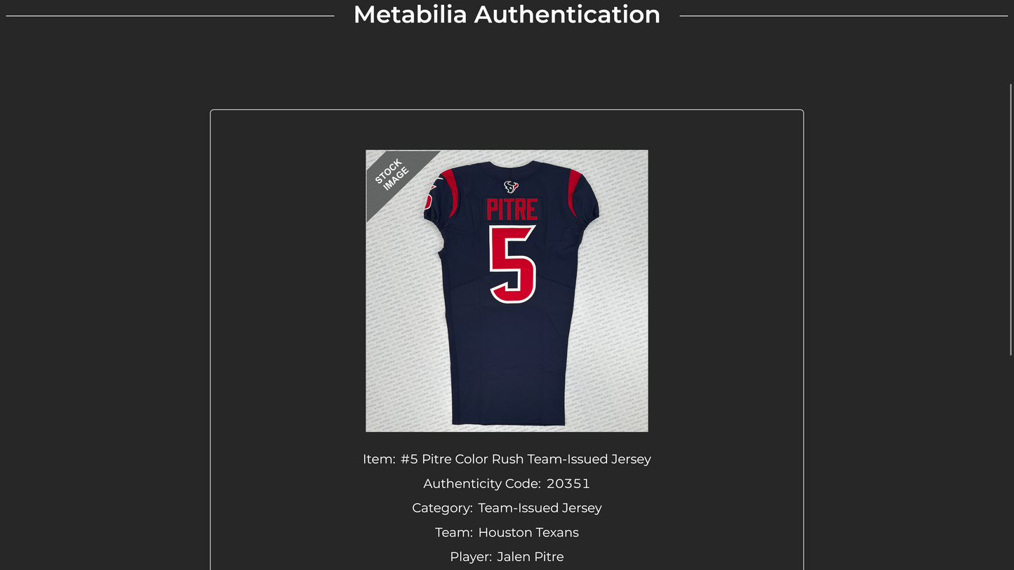 Jalen Pitre TEAM ISSUED 💪 Color Rush 🎨 Houston Texans 🐂 Nike NFL Jersey👕Also Includes COA 🛡️