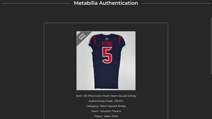 Jalen Pitre TEAM ISSUED 💪 Color Rush 🎨 Houston Texans 🐂 Nike NFL Jersey👕Also Includes COA 🛡️