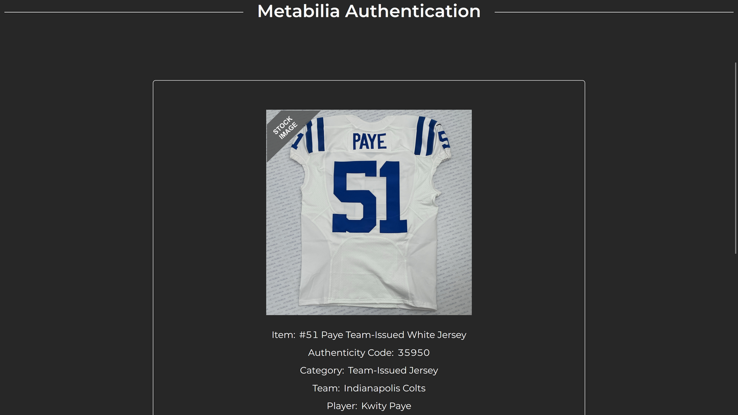 Kwity Paye TEAM ISSUED💪2022 Season Indianapolis Colts NFL Nike Jersey Inc.COA