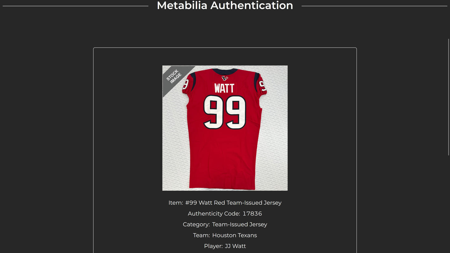 J.J. Watt 💯 TEAM ISSUED 💪 Houston Texans On-Field Nike NFL Jersey 👕 Also includes COA 🛡️ & Walter Payton NFL Man of the Year & Captain Patches