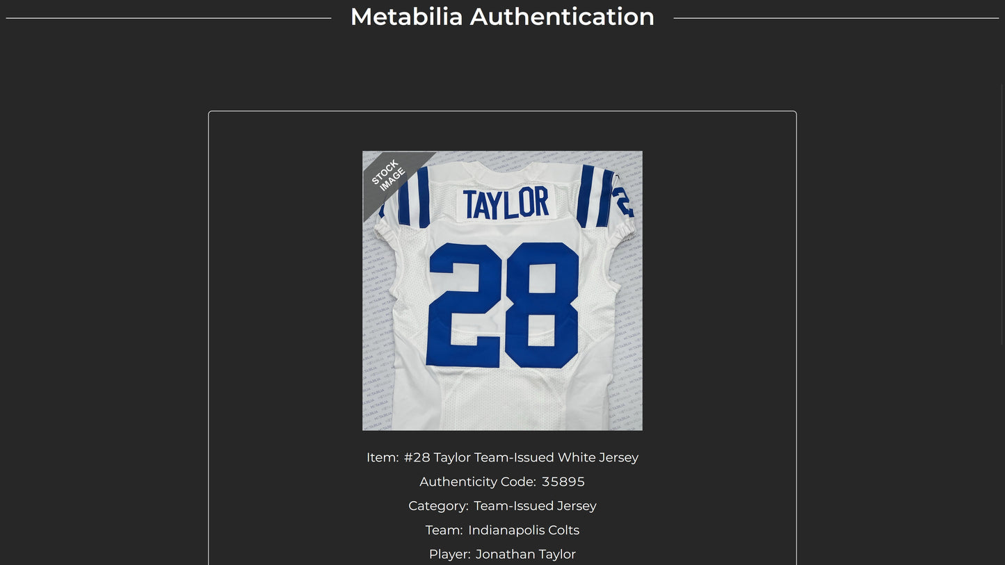 Jonathan Taylor TEAM ISSUED Indianapolis Colts Nike NFL Jersey Also Includes COA