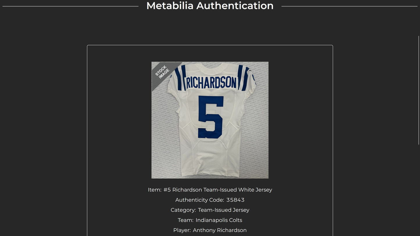 Anthony Richardson GAME ISSUED 💪 Indianapolis Colts Nike NFL Jersey 👕 Includes COA 📄🛡️
