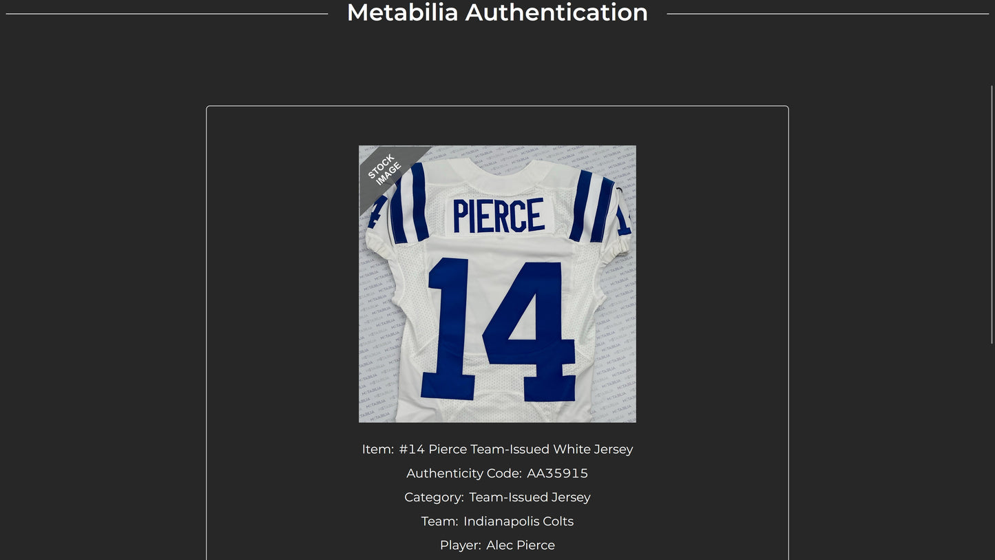 Alec Pierce TEAM ISSUED 💪 Indianapolis Colts 🐎 Nike NFL Jersey 👕 Includes COA 🛡️