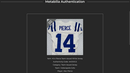 Alec Pierce TEAM ISSUED 💪 Indianapolis Colts 🐎 Nike NFL Jersey 👕 Includes COA 🛡️