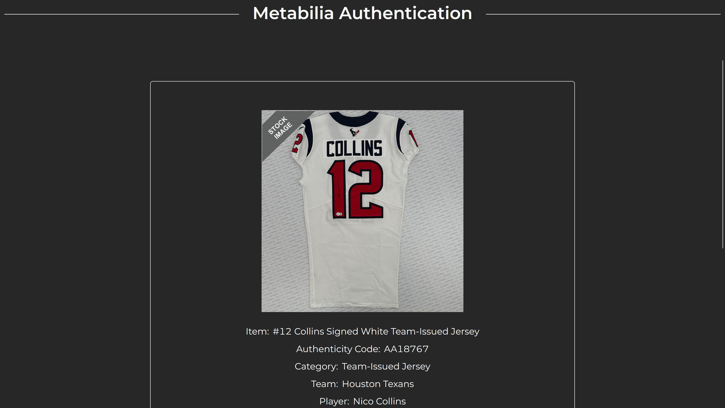 Nico Collins GAME ISSUED 💪 and Signed ✍️ Houston Texans 🐂 Nike NFL Jersey inc. COA🛡️