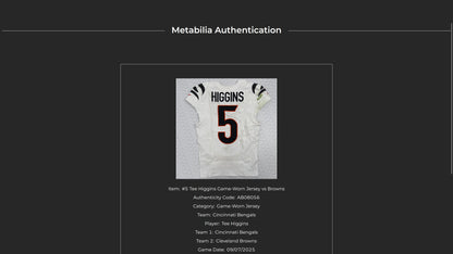 Tee Higgins GAME WORN/USED 09/07/25💪Cincinnati Bengals🐅NFL Jersey vs Cleveland Browns