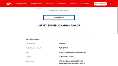 Jonathan Taylor HAND SIGNED TEAM ISSUED 💪 Indianapolis Colts Nike NFL Jersey 👕 Also Inc. COA 🛡️