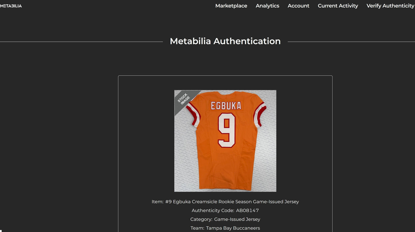 Emeka Egbuka GAME-ISSUED Tampa Bay Buccaneers On-Field NFL Creamsicle Jersey👕