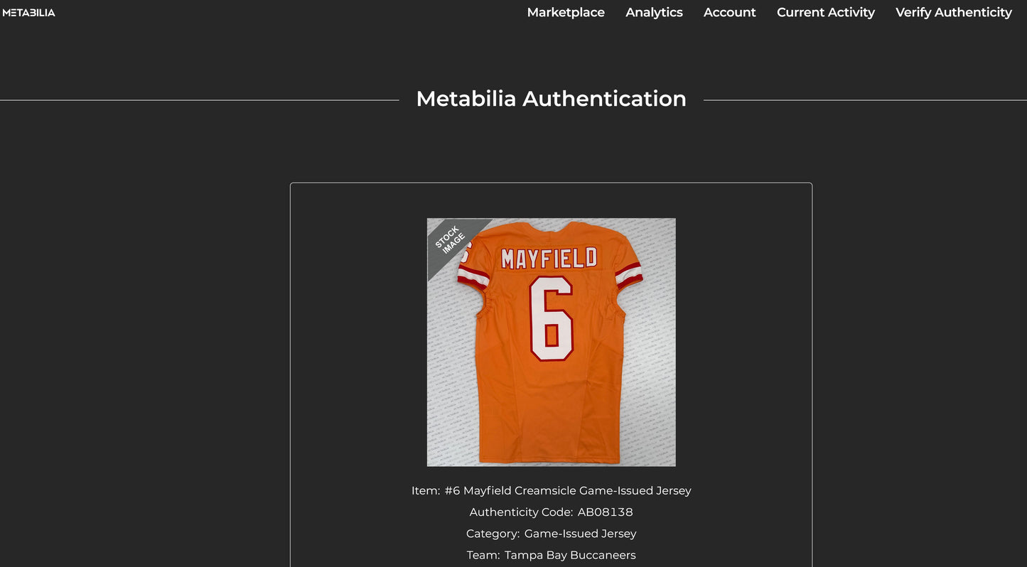 Baker Mayfield TEAM-ISSUED Tampa Bay Buccaneers On-Field NFL Creamsicle Jersey