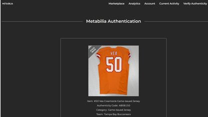 Vita Vea GAME-ISSUED💪Tampa Bay Buccaneers On-Field NFL Creamsicle🟧Jersey👕