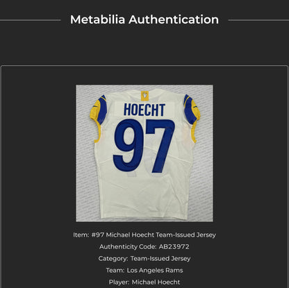 Michael Hoecht GAME-ISSUED💪Los Angeles Rams🐏NFL On-Field Jersey👕Inc.COA📄